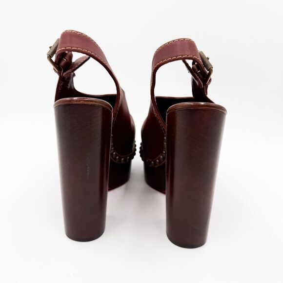 Christian Louboutin Joan Platform Wooden Heels Studded Clogs EU 38 US 8 - Picture 6 of 11